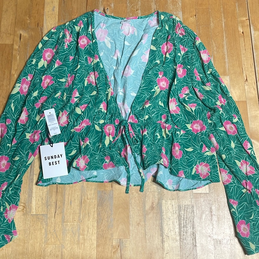 NWT Aritzia Sunday Best cropped tie front blouse